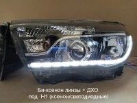 Светодиодные тюнинг фары для Лада Веста CUSTOM линзы + бегающие ДХО