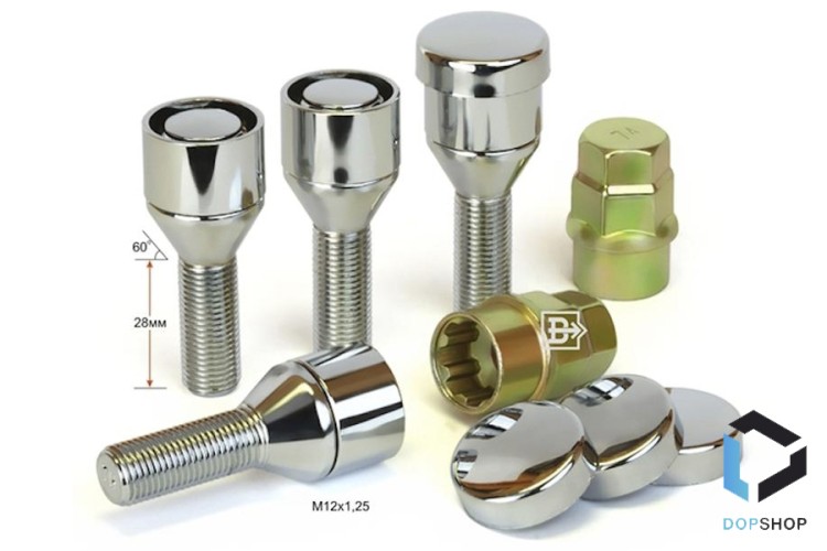 Болты-секретки M12x1.25х28 на колеса Лада Грана, Калина и др., ВЕКТОР