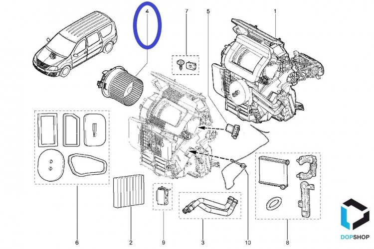 Вентилятор-моторчик печки Лада Ларгус, Х Рей с кондиционером, оригинал 8450022022