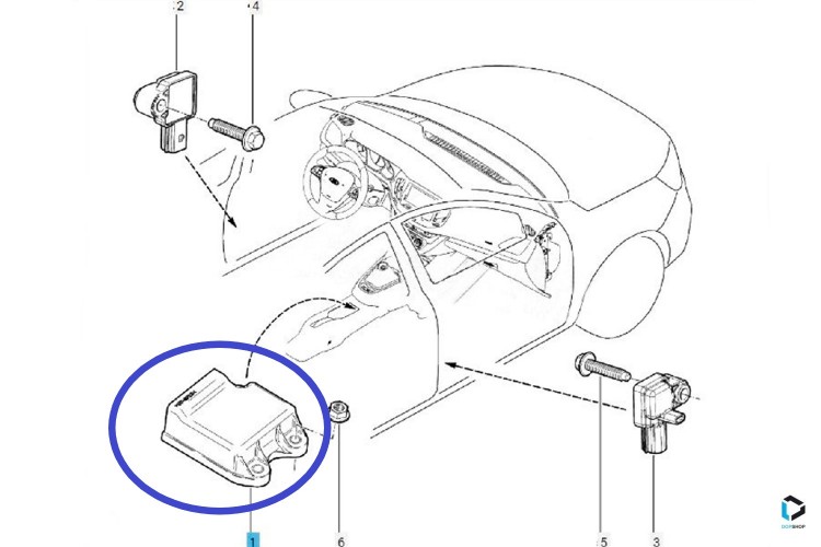 Где находятся датчики удара подушек безопасности airbag