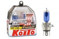 Лампа галоген H4 12V 60/55W Koito Whitebeam (белый свет), к-т 2 шт.