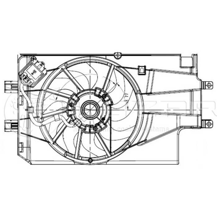 Вентилятор охлаждения Лада Гранта, Калина 2, Luzar (с кожухом, а/м с кондиционером) аналог 640956