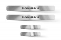 Накладки на пороги Рено Сандеро 2, Сандеро Степвей 2, нержавеющая сталь, ПТ Групп