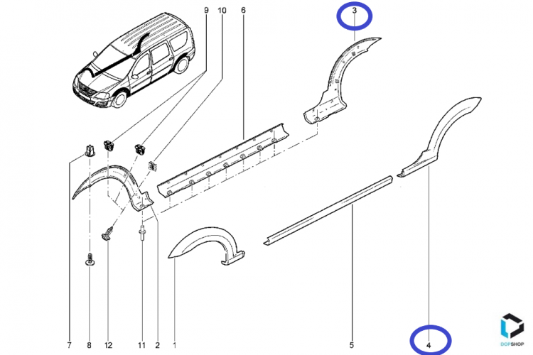 Молдинг арки Ларгус FL CROSS задняя левая Renault